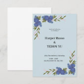 青クラシックエレガント結婚式招待状 招待状 (正面/裏面)