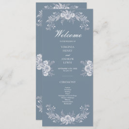 青クラシックフローラビクトリアン付き結婚式 プログラム