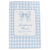 青クラシック弓の赤ちゃんシャワー感謝していユー抱き枕 ミディアムペーパーバッグ (正面)