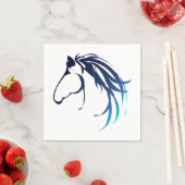 青クラシック色の馬の頭のロゴ スタンダードカクテルナプキン (インサイチュ)