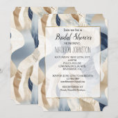 青クリームオーシャンシーサンドビーチアブストラクト 招待状 (正面/裏面)