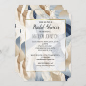 青クリームオーシャン シーサンドビーチ アブストラクト 招待状 (正面/裏面)