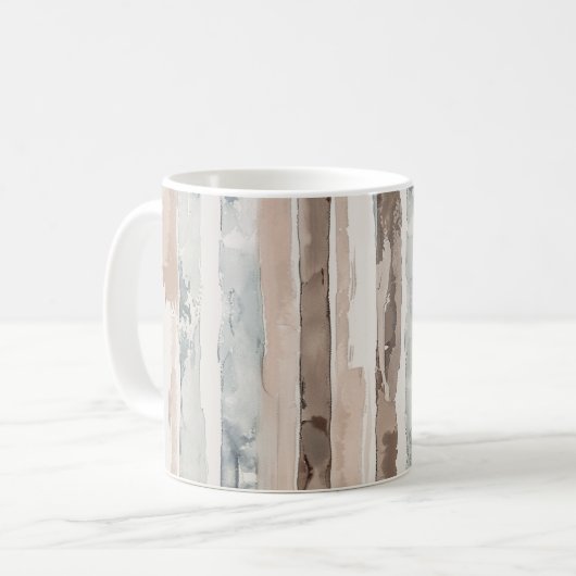 青クリームブラウンストライプ コーヒーマグカップ (正面左)