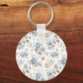 青クリームベージュ茶色の花蝶々 キーホルダー (裏面)