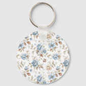 青クリームベージュ茶色の花蝶々 キーホルダー (裏面)
