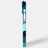 青クールとティール(緑がかった色)の斜ストライプ線 Case-Mate iPhoneケース (裏面 / 左)