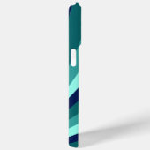 青クールとティール(緑がかった色)の斜ストライプ線 Case-Mate iPhoneケース (裏面 / 右)