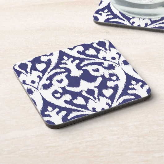 青クールと白のイカットの部族模様 コースター (左側)