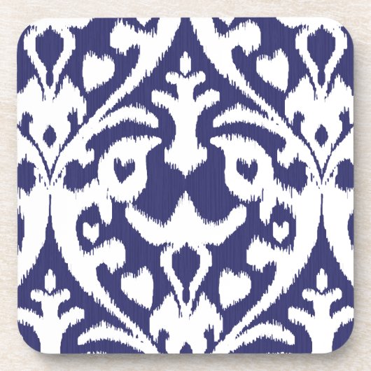 青クールと白のイカットの部族模様 コースター (正面)