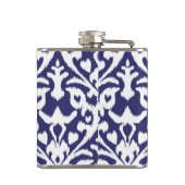 青クールと白のイカットの部族模様 フラスク (裏面)