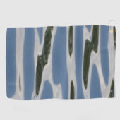 青クールと白のパターンのカーマット ゴルフタオル (横)