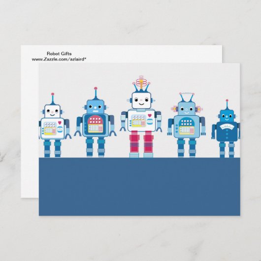 青クールと赤のロボットノベルティギフト ポストカード (正面/裏面)
