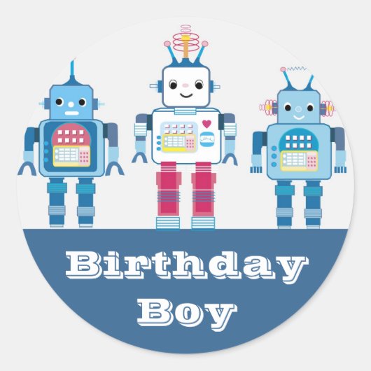 青クールと赤のロボットノベルティギフト ラウンドシール (正面)