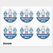 青クールと赤のロボットノベルティギフト ラウンドシール (シート)