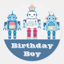 青クールと赤のロボットノベルティギフト ラウンドシール