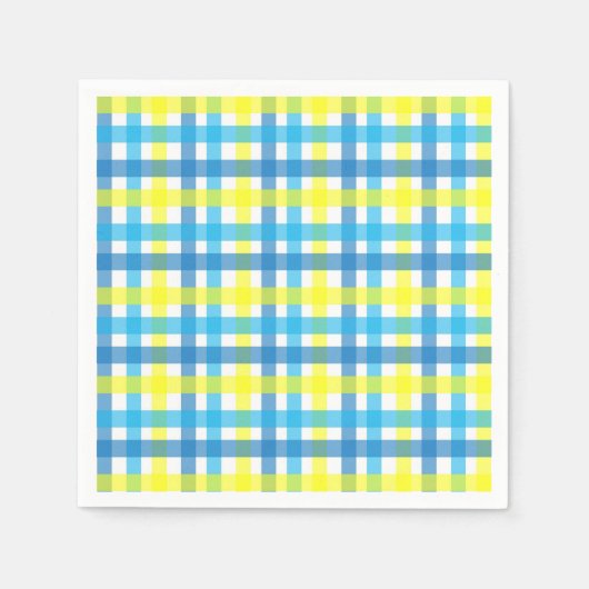 青クールと黄のストライプパーティー スタンダードカクテルナプキン (正面)
