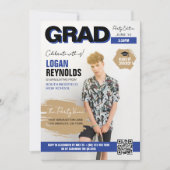 青クールと黒の写真雑誌カバー卒業 招待状 (正面)