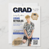 青クールと黒の写真雑誌カバー卒業 案内状 (正面)