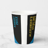 青クールカラフルボーリング誕生日パーティー名 紙コップ (右)