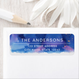 青クールモダン星ミニマル星の夜水色 ラベル