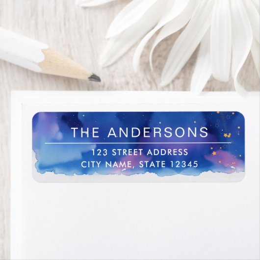 青クールモダン星ミニマル星の夜水色 ラベル (インサイチュ)