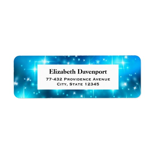 青クール光きらめく抽象芸術宇宙 ラベル (正面)