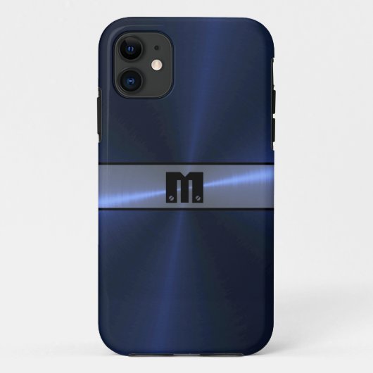 青クール光沢ステンレス鋼メタル7 Case-Mate iPhoneケース (裏面)