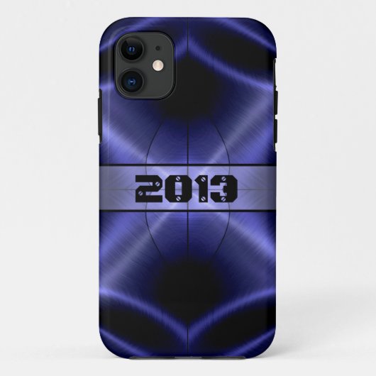 青クール光沢ステンレス鋼金属 Case-Mate iPhoneケース (裏面)