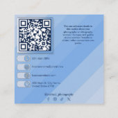 青クール写真・ビデオ写カスタム真QRコード スクエア名刺 (裏面)