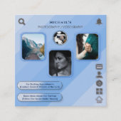 青クール写真・ビデオ写カスタム真QRコード スクエア名刺 (正面)