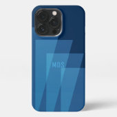 青クール幾何模様モノグラムiPhoneケース iPhoneケース (裏面)