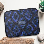青クール抽象芸術パターフェイクンSnakeskinモノグラム ラップトップスリーブ<br><div class="desc">ネイビフェイクーの青いヘビの模様のラップトップスリーブとイニシャルのための宇宙。しかも絶対に素晴らしく完全フェイクだ！</div>