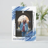 青クール抽象芸術写真卒業のお知らせ 招待状 (スタンド正面)