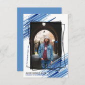 青クール抽象芸術写真卒業のお知らせ 招待状 (正面/裏面)