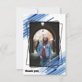 青クール抽象芸術写真卒業サンキューカード 招待状 (正面)