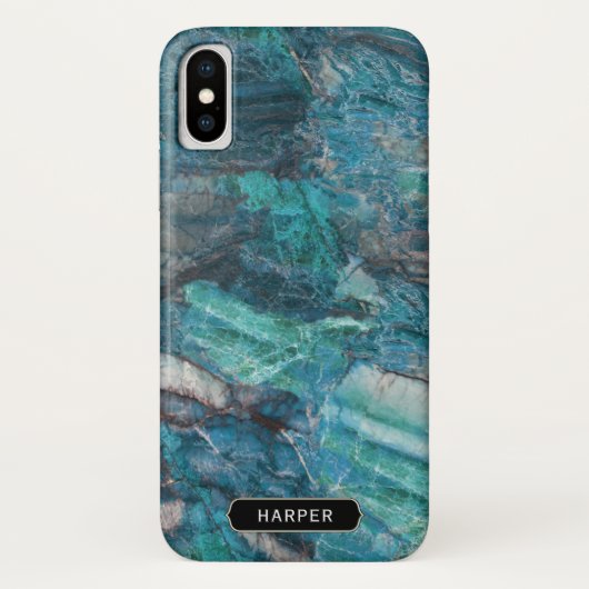 青クール抽象芸術大理石パターン(名前) Case-Mate iPhoneケース (裏面)