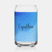 青クール水が滴るパーソナライズされた ガラス缶 (正面)