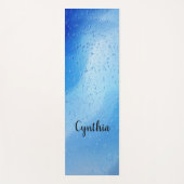 青クール水が滴るパーソナライズされた ヨガマット (正面)