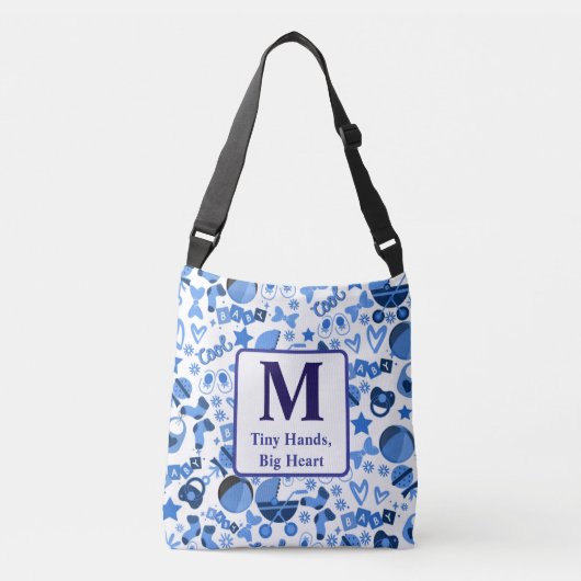 青クール男の赤ちゃん子供部屋パタパーソナライズされたーン クロスボディバッグ (正面)
