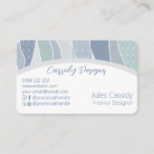 青クール緑の曲線ストライプ抽象芸術波アーチ 名刺 (裏面)