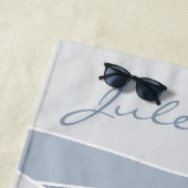 青クール緑の曲線ストライプ抽象芸術波名 ビーチタオル (インサイチュ)