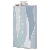 青クール緑の曲線ストライプ抽象芸術波名 フラスク (左)