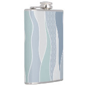 青クール緑の曲線ストライプ抽象芸術波名 フラスク (右)