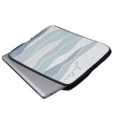 青クール緑の曲線ストライプ抽象芸術波名 ラップトップスリーブ (正面下部)