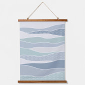 青クール緑の曲線ストライプ抽象芸術波 吊り下げ型タペストリー (正面)