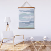 青クール緑の曲線ストライプ抽象芸術波 吊り下げ型タペストリー