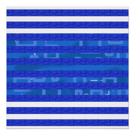 青クール色の白いジオメトリック線 ポスター (正面)