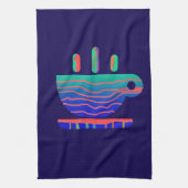 青グラディエントのコーヒーブレーク キッチンタオル (縦)