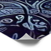 青グラディエントマンダラデザイン ポスター (角)