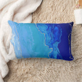青グラデーシグラデーションャーカラー銀色メタリックライン ランバークッション (ブランケット)